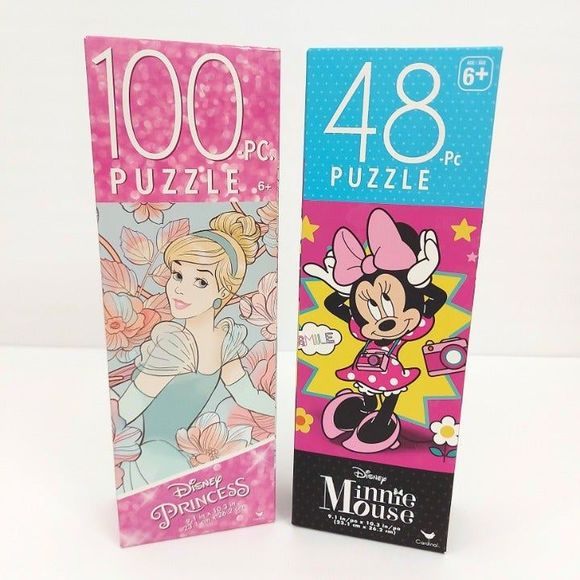 Disney Princess Jigsaw 48 And 100 Pc Puzzle Minnie And Cinderella Set of 2 - Picture 1 of 5